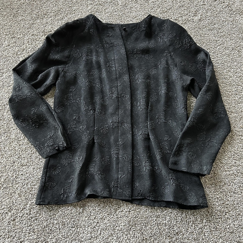 Vintage Wyndham Collection Blazer Jacket Womens Small Black Floral Jacquard